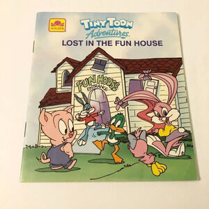 Vtg 1990 Tiny Toon Adventures Lost In The  Fun House Golden Book